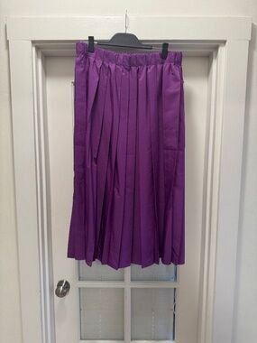 Tibi Purple Pleated Midi Skirt Elastic Waist XL